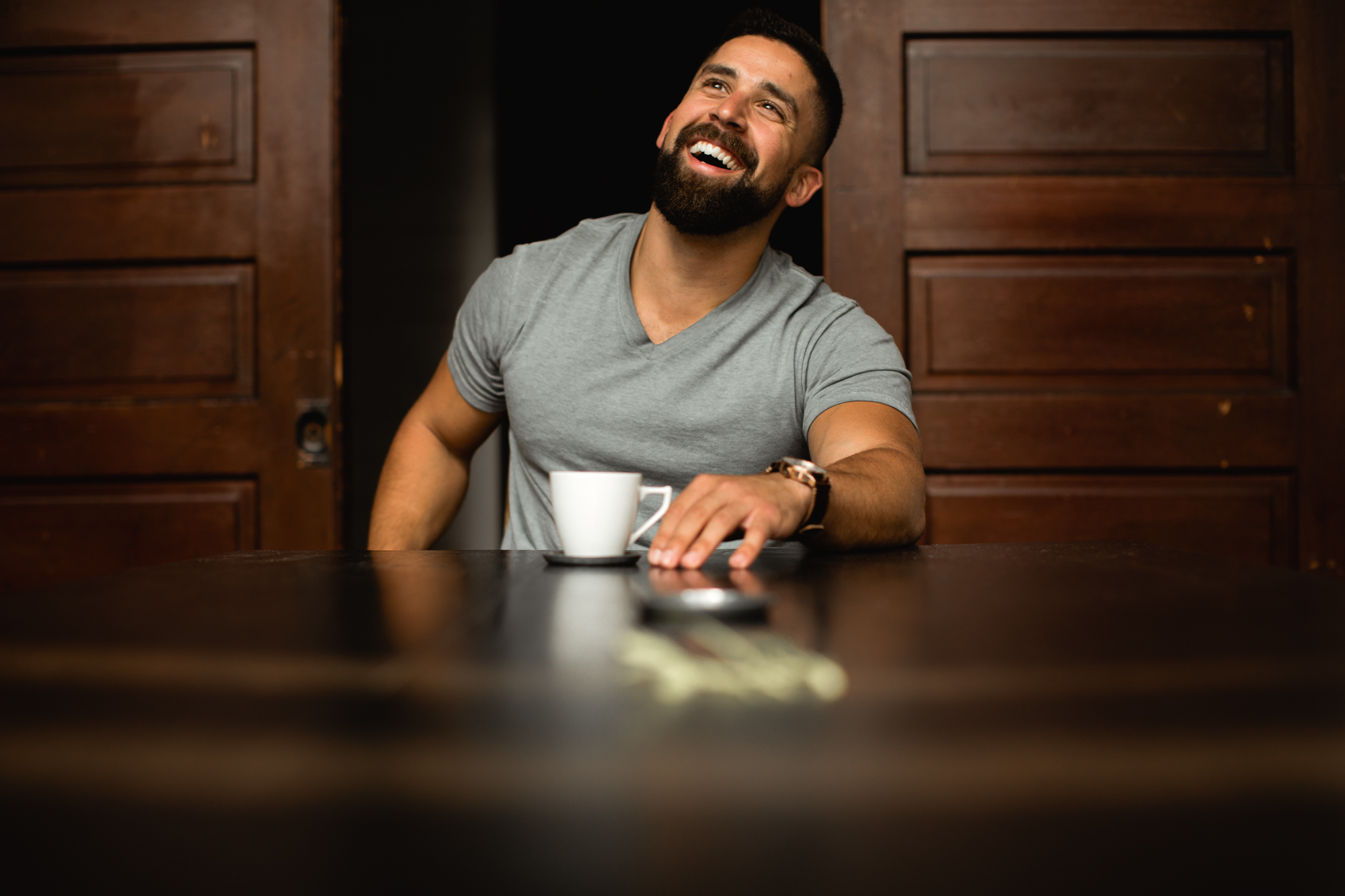 groom having coffee