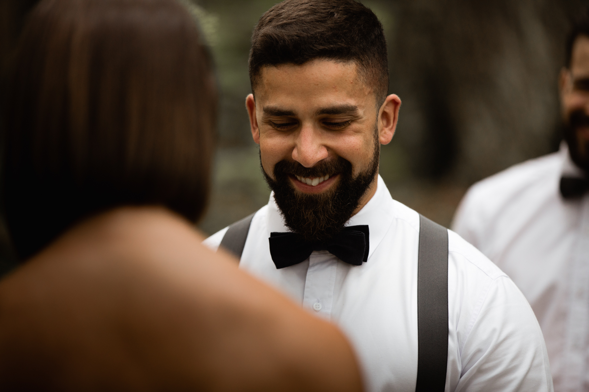 groom at elopement ceremony