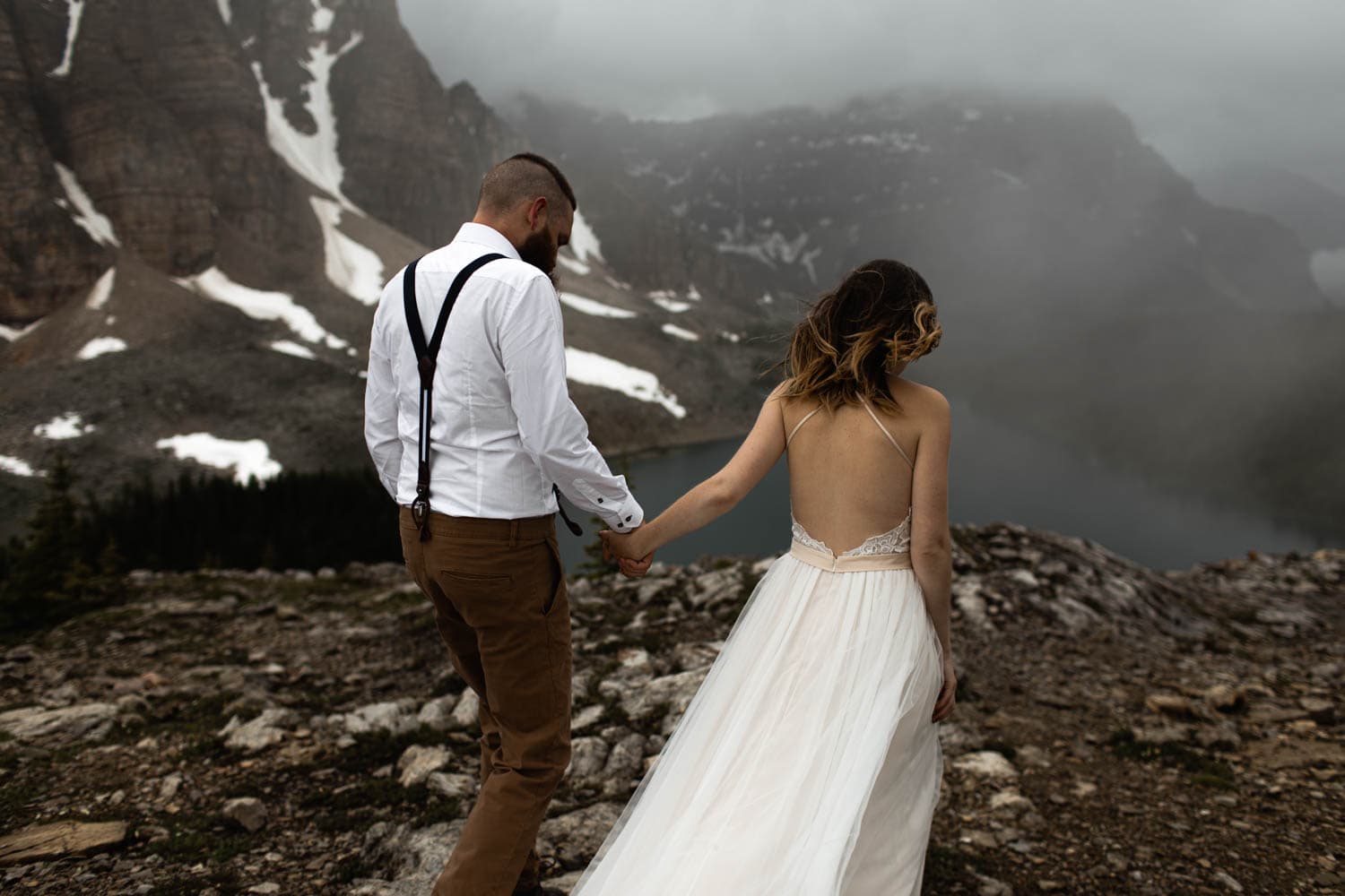 Bride and groom on top of Mountain