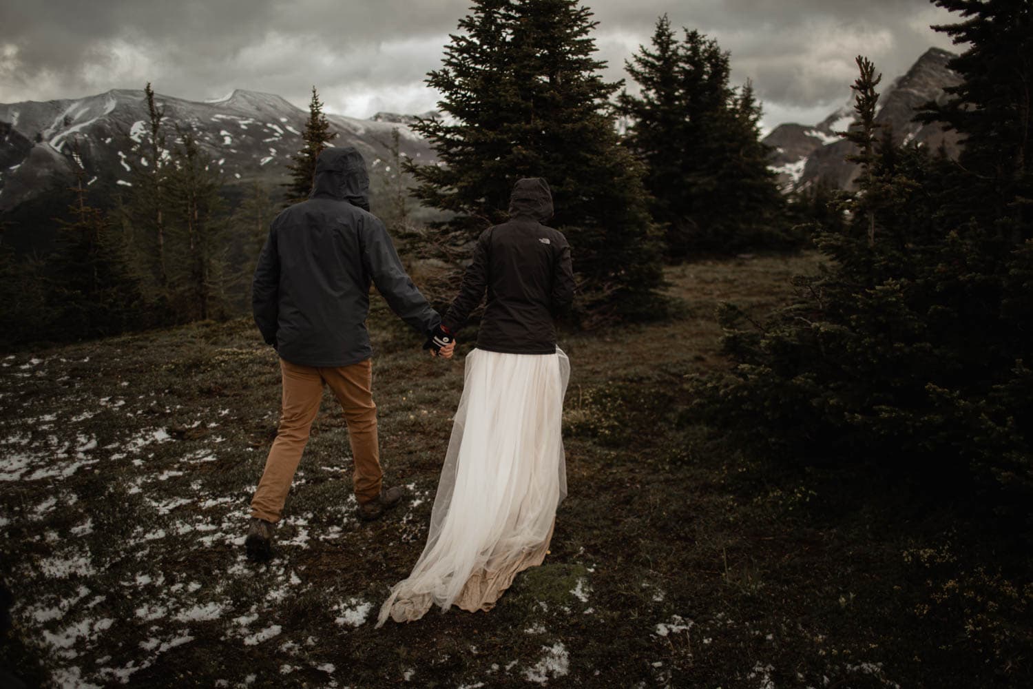 Mt Assiniboine Hiking in Wedding Dress