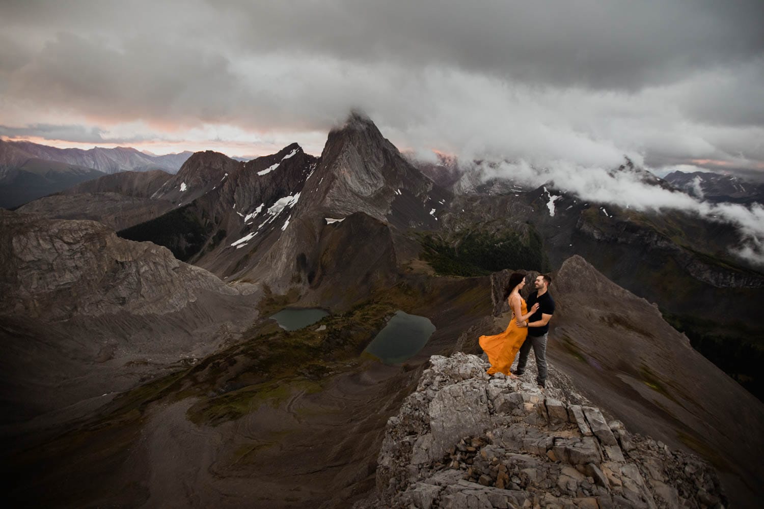 Kananaskis Mountain Top Sunrise Engagement