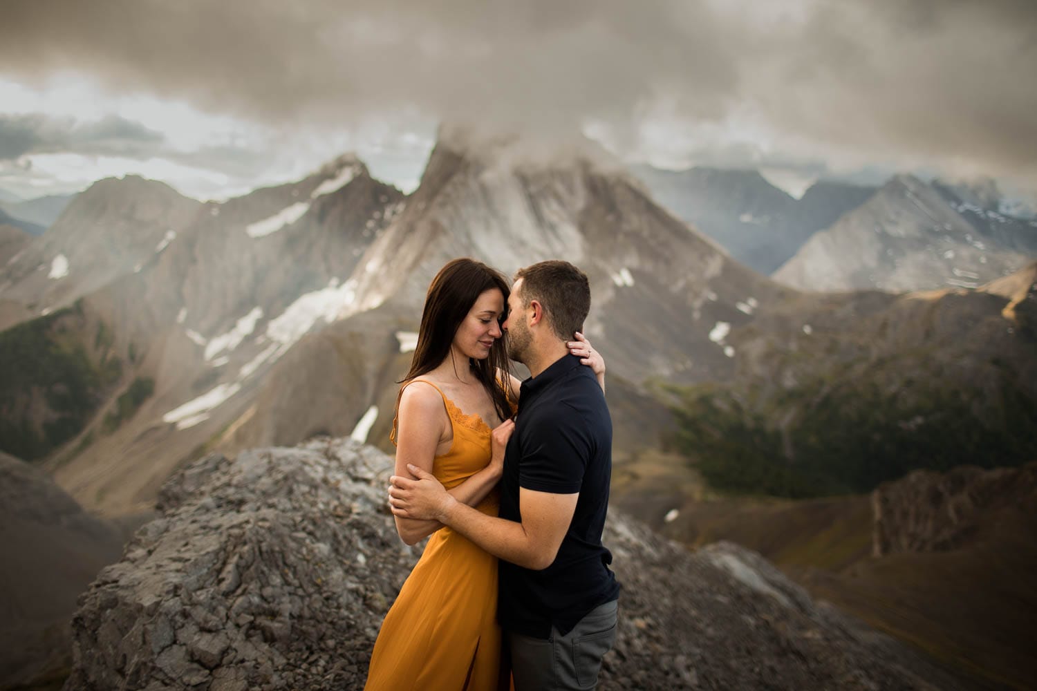 Kananaskis Mountain Top Sunrise Engagement