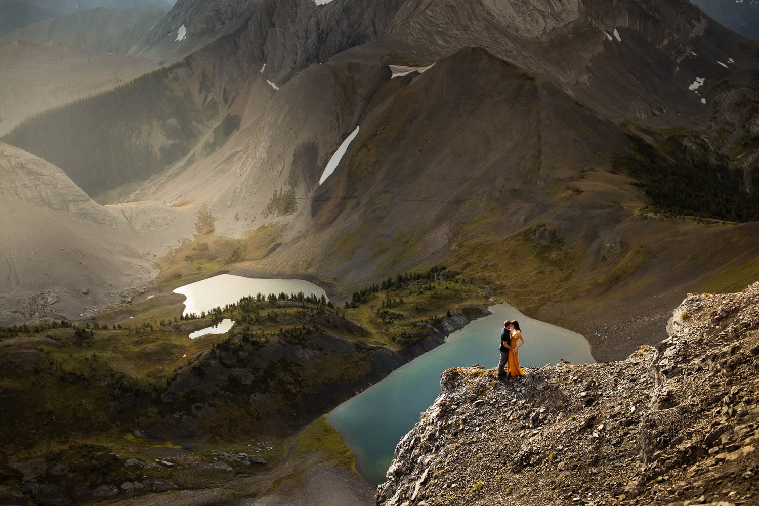 Banff Engagement Photo above lake