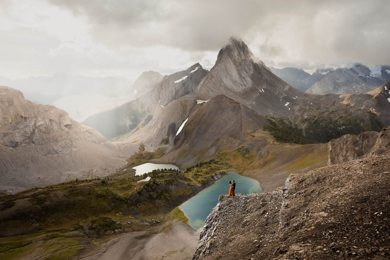 Kananaskis Mountain Top Sunrise Engagement