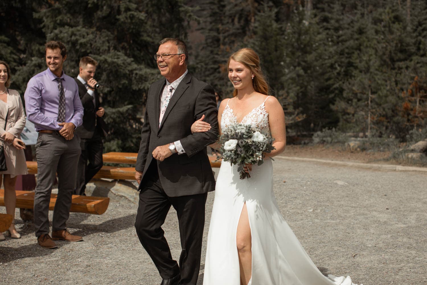 Bride walking down the aisle