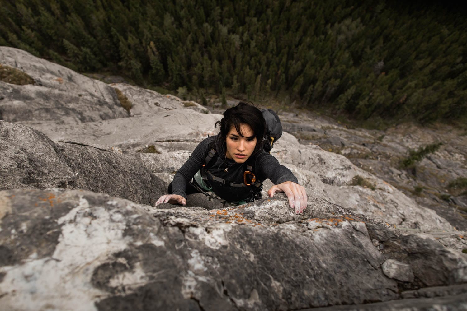 Bride lead climbing