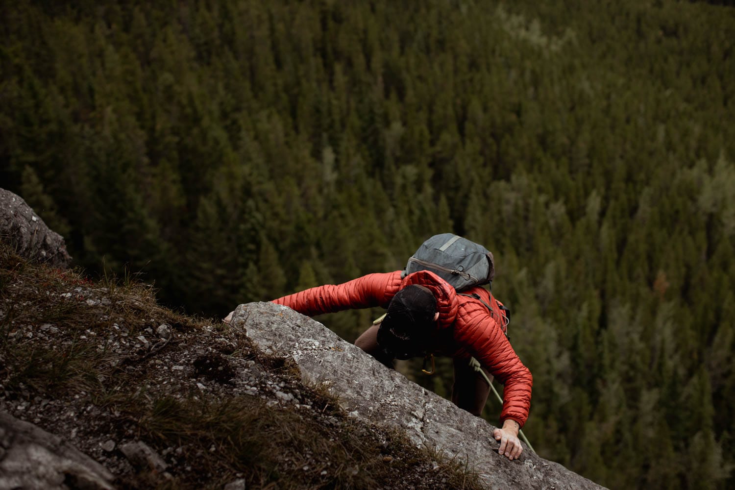 Groom lead climbing