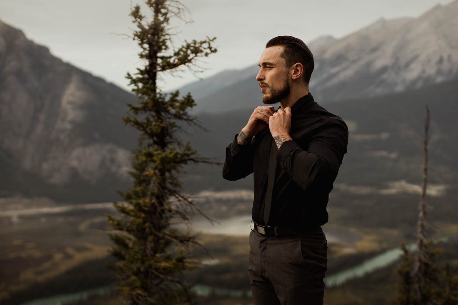 Groom getting ready