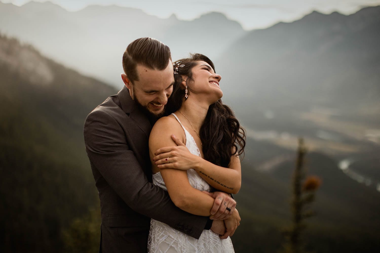 Bride and Groom laughing