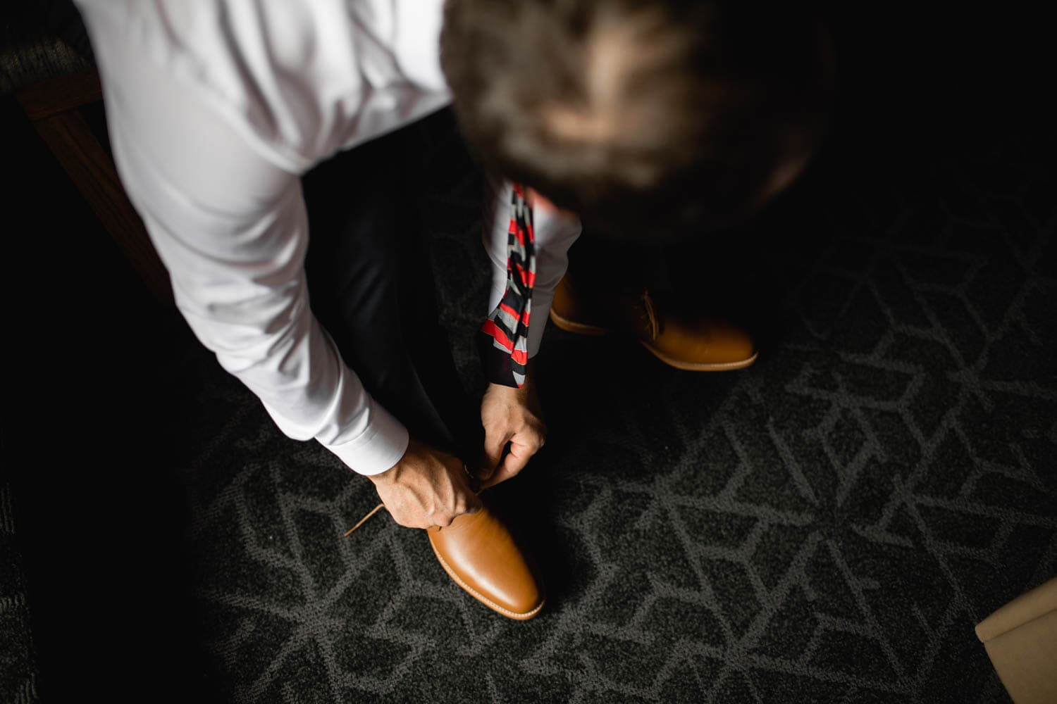 groom getting ready in Canmore