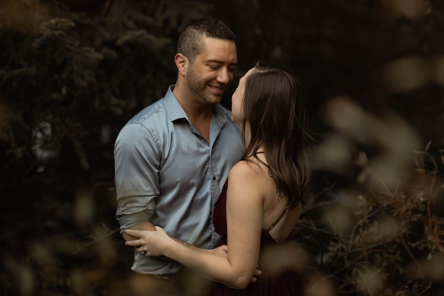 Couple portrait in forest