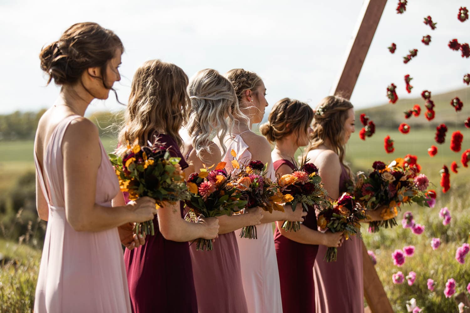 bridesmaids at wedding ceremony