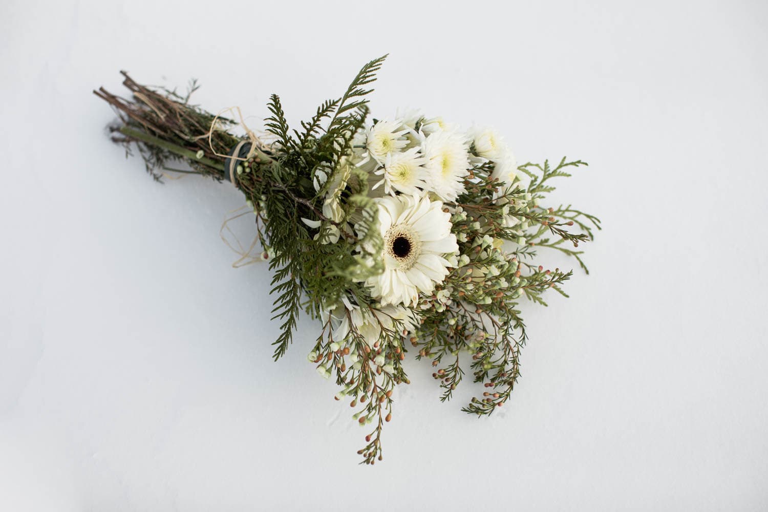 bouquet on snow