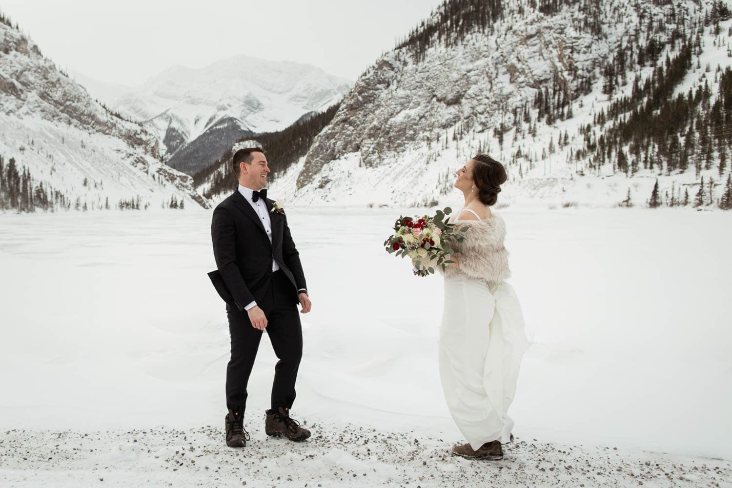 bride and groom first look