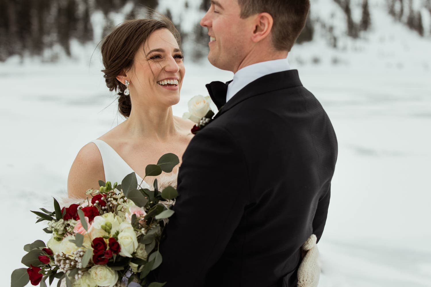 bride and groom first look