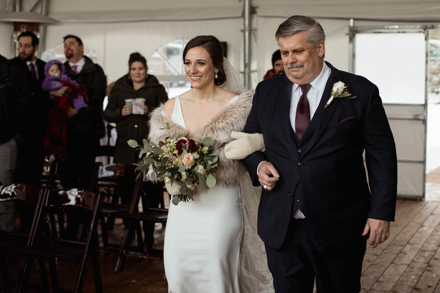 Bride walking down aisle