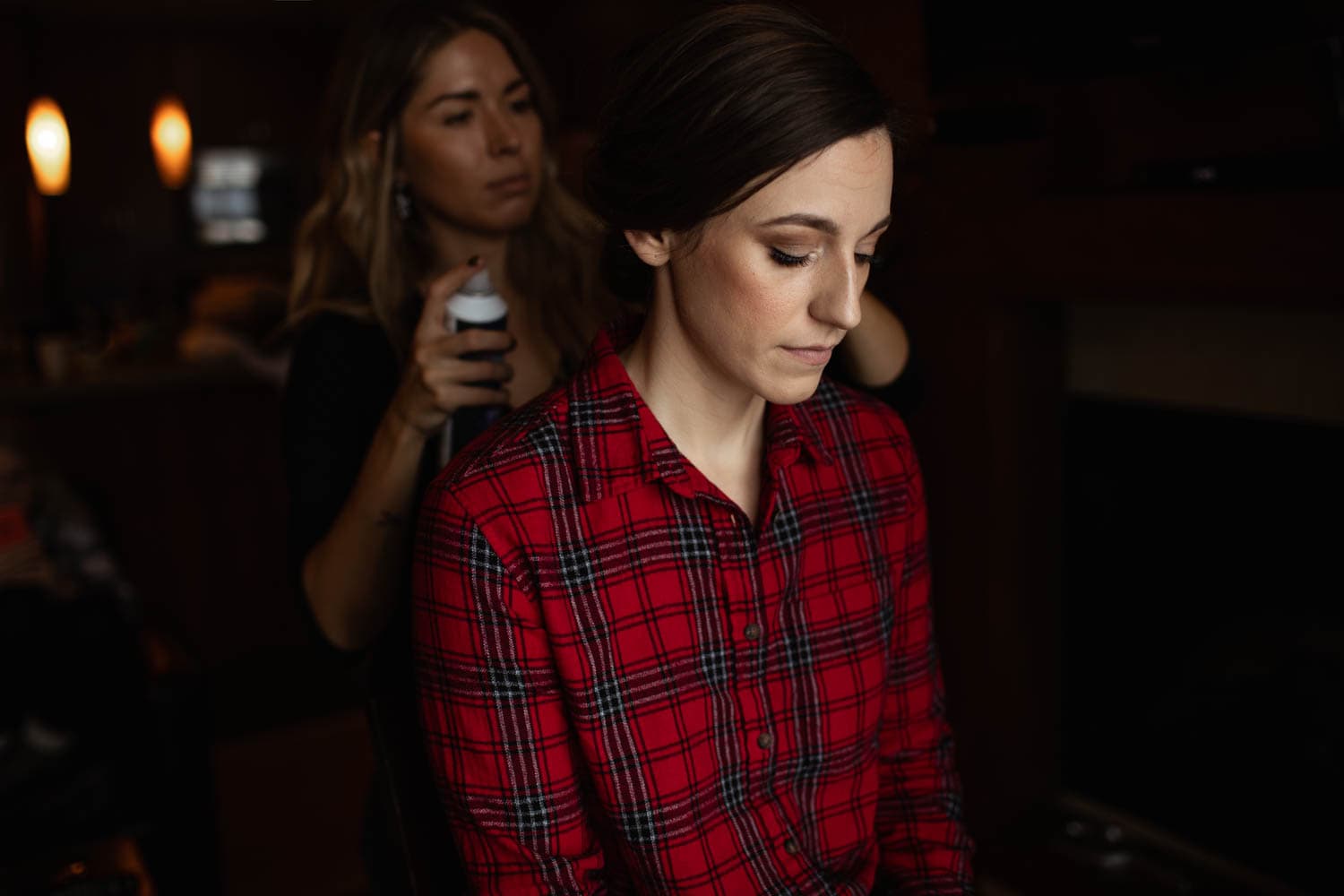 bride getting her hair done