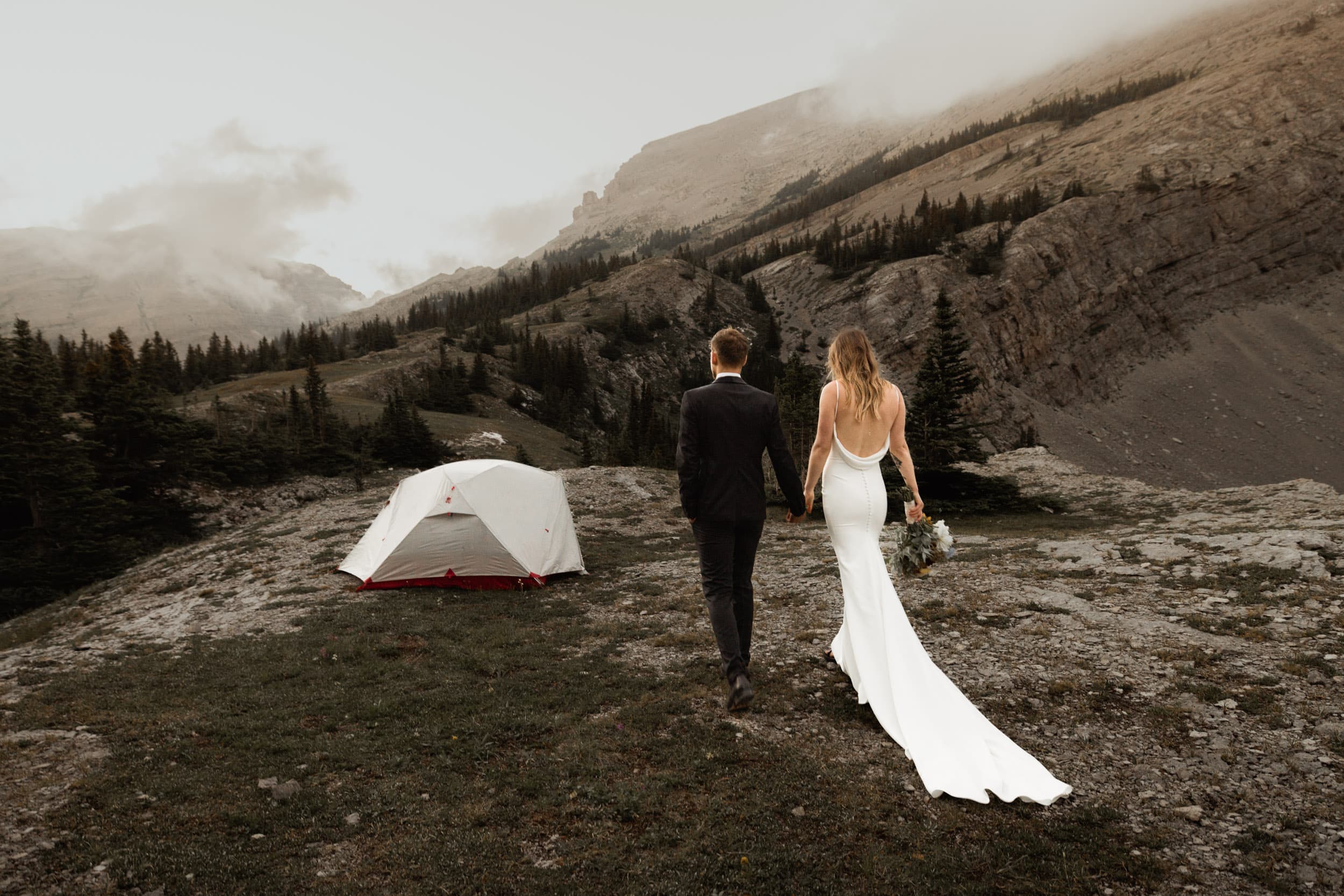 Camping elopement in Banff National Park