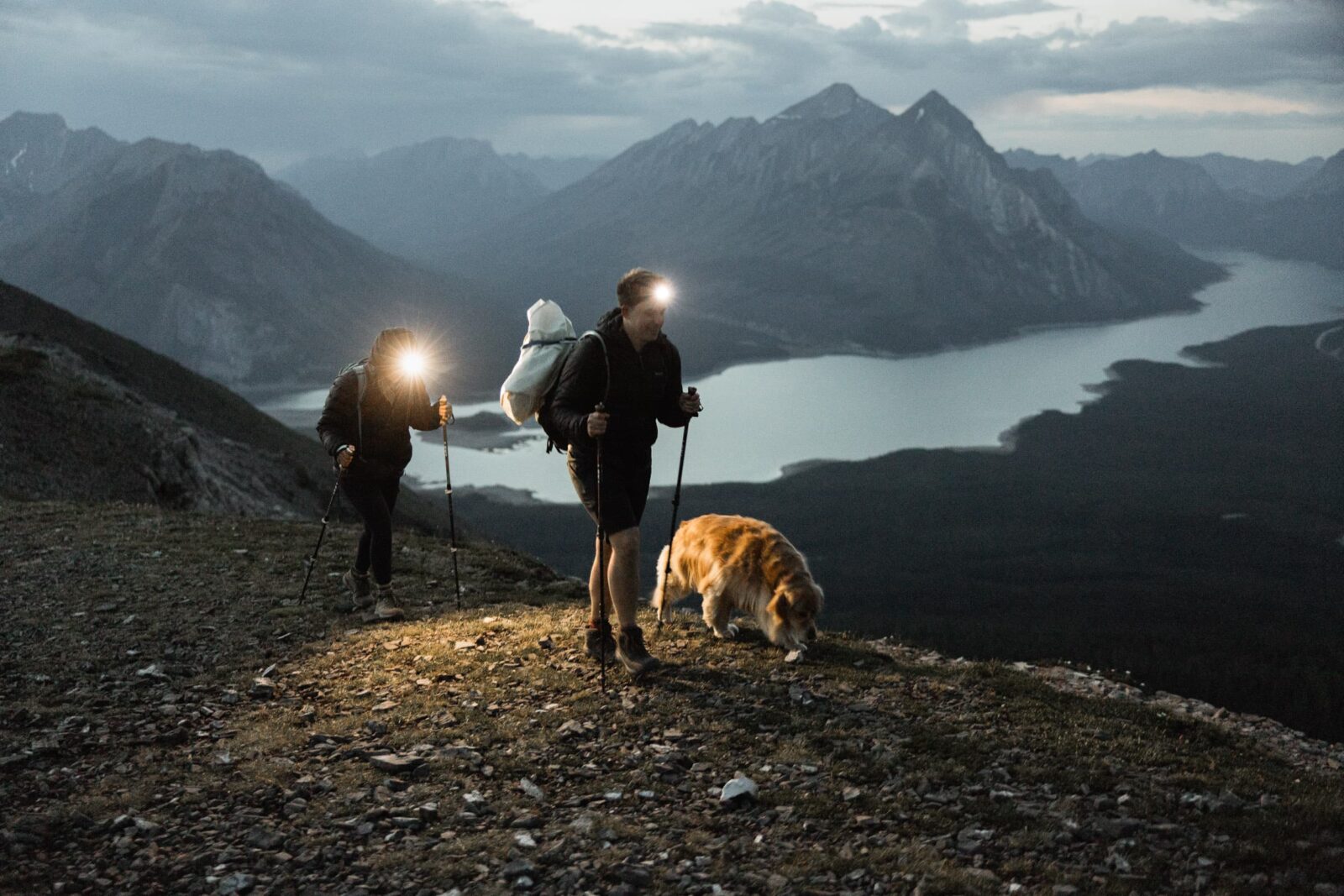 hiking by headlamp in the mountains
